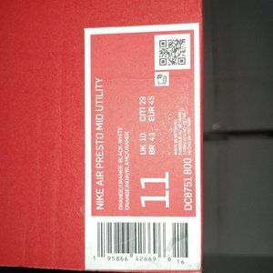 Nike Air Presto Orange/blk/white size 11